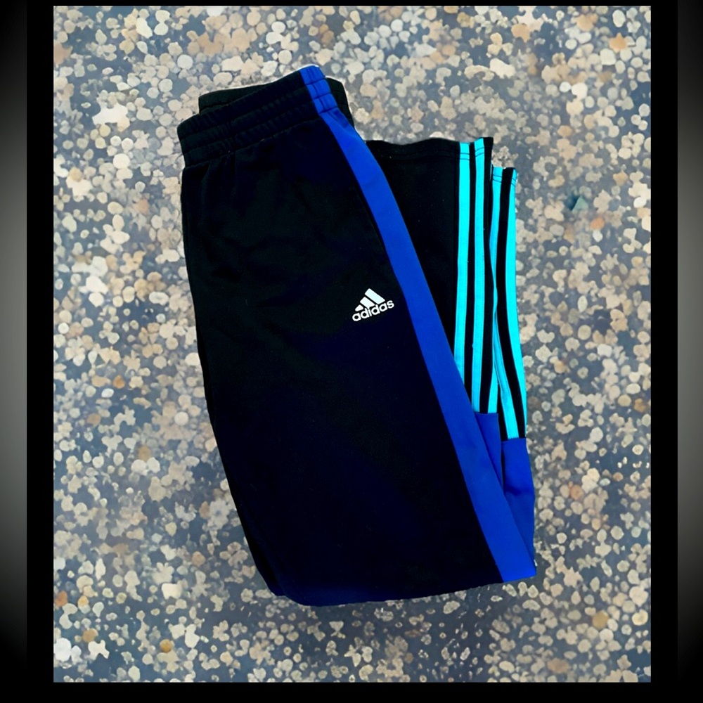 Rare Adidas Own The Run Astro Knit Joggers. Blue On Blue Stripes Zip Ankles